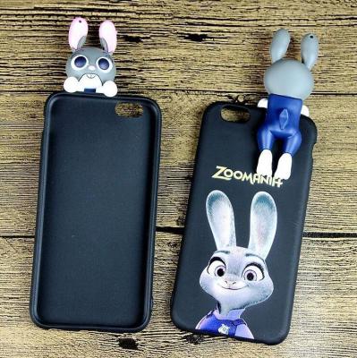 China Cool Judy Rabbit Silicone Phone Cover With 3D Soft PVC Judy Charm Decoration, 2017 Best Seller for sale