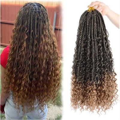 China Hot Sale Wholesale Factory Price Synthetic Hair Extensions River Locs 3X Wavy Black V-Tip Hair Box Braids Curly Box Braids for sale