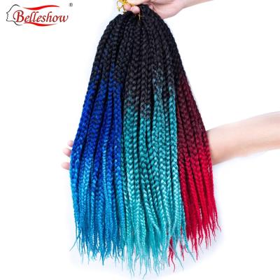 China Hot Sale 18inch 20Roots Hair Extensions Synthetic 110g Three Tone Ombre Braiding Hair I-Tip Hair Crochet Crochet Jumbo Box Braids for sale