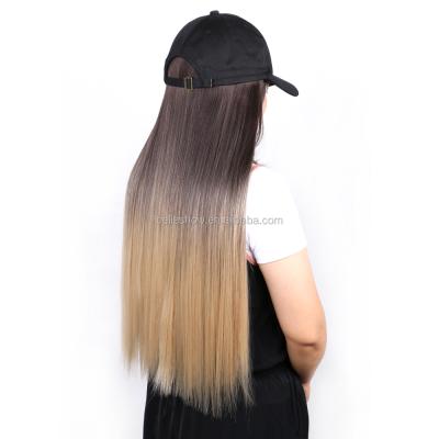 China Cheap wholesale hot silky straight low price long straight hair baseball caps wig sale black wavy straight wave braid baseball hat for sale