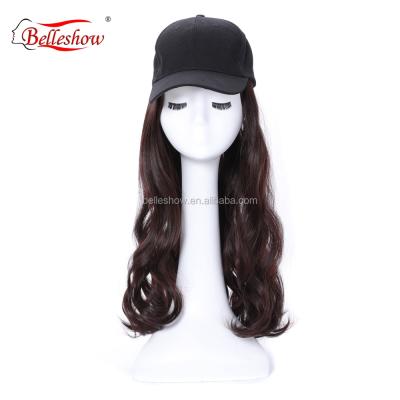 China New Synthetic Wig Hair Cap Baseball Cap Curly Hot Selling Custom Design Synthetic Hair With Cap With Black Wig for sale