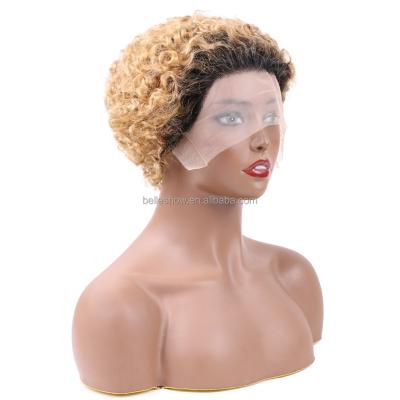 China Jerry Curl Transparents Lace Water Bouncy Curly Wig Short Bob 13x1 Lace Front Wig Human Hair Wigs Black For Black Women for sale