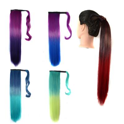 China Synthetic Hair Xin Si Fiber For Cut Into Hair Extensions Synthetic Ombre Color Tape Magic Tape Poytail Straight for sale