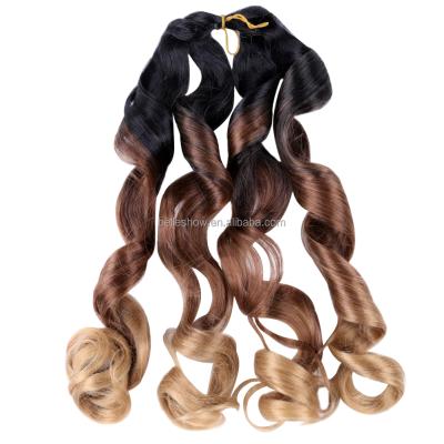 China hot sale synthetic hair U-tip hair bulk crochet deep loop braids spiral curly hair ombre color loose wave wavy braiding hair 150g for sale