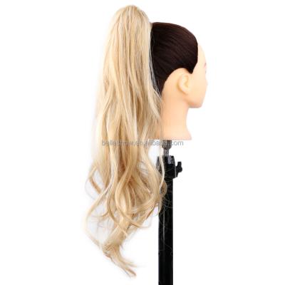 China Water Wave 32 Inch Synthetic Ponytail Flexible Wrap Around Pony Tail Ombre Mixed Color Curly Synthetic Wrap Around Ponytail for sale