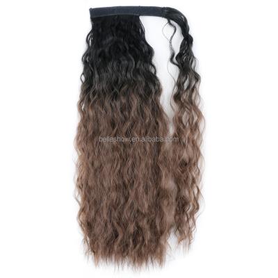 China Long Deep Wave Fake Hair Pieces Drawstring Ponytail Extensions Corn Curly For Women Synthetic High Temperature Fiber Hair Extension for sale