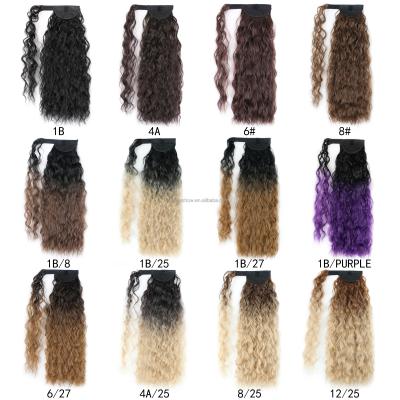 China Curly Deep Wave Ponytail Hair Wrap Around Drawstring Ponytail Extensions For Color Women Long Corn Paste Wavy Magic Ponytail for sale