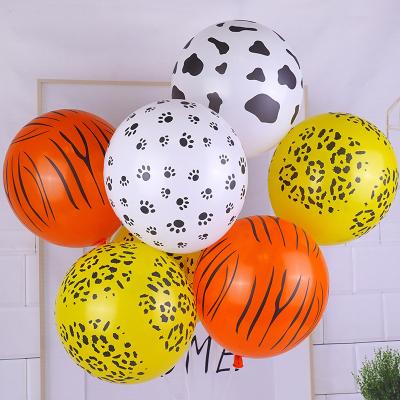 China Party Decoration 12 Inch Tiger Cow Pattern Dog Paw Printing Cartoon Jungle Animal Latex Balloon For Kids Birthday Party Decoration Balloon Wholesale for sale