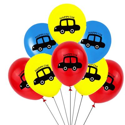 China 12inch color cartoon car latex printing latex balloons for kids boys car theme birthday party decoration balloons supplier for sale