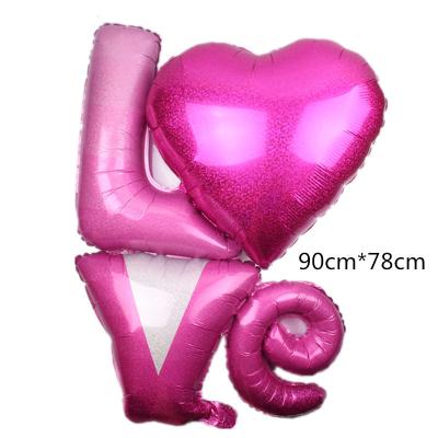 China Party Decoration Amazon Hot Sale Laser LOVE Foil Balloon Wedding Valentine's Day Party Decoration Supplies Heart Siamese Mylar Balloons Wholesale for sale