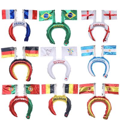 China World Cup Sports Brazil Germany France Headband Foil Balloon Party Decoration Qatar Soccer World Cup Headband National Flag Party Club Fans New for sale