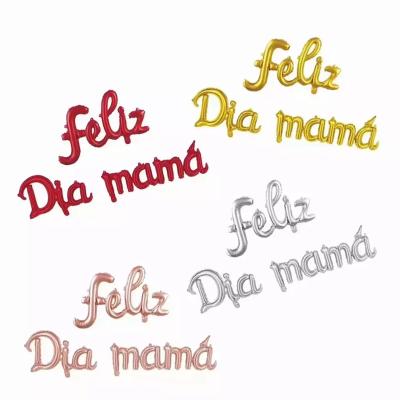 China Party Decoration Mother's Day Feliz Diameter Happy Mum Foil Balloon For Party Decoration Tiny Spanish Cursive Foil Balloon Set for sale