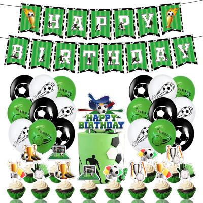 China Party Decoration Soccer Paper Banner Cake Toppers 12 Inch Printed Latex Balloons Set For Soccer Sports Theme Kids Birthday Party Decoration for sale