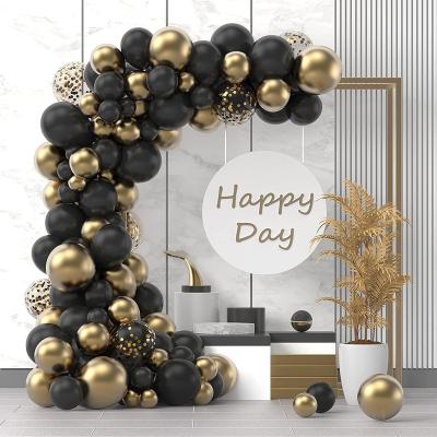 China Black Gold Confetti Chrome Latex Balloon Garland Arch Balloon Chain New Year Wedding Birthday Party Decoration Supplies Set for sale