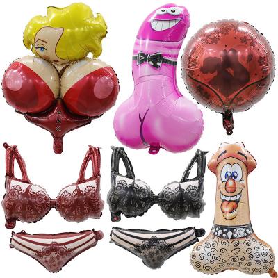 China Hot Sale Bachelor Party Gift Decoration Party Big Willy Shape Hen Night Party Supplies Globos Balloon For Adult Sexy Lingerie Foil Balloon for sale