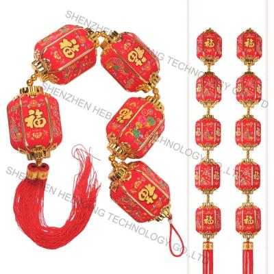 China Non-toxic Chinese Lunar New Year Decorations Spring Festival Ornaments Hanging Red Long String Mascot Lantern Wall Decoration for sale