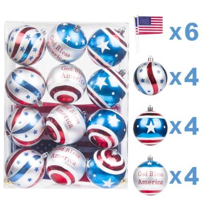 China Christamas Decoration Christmastree Ball Ornaments Patriotic Ball Hanging Memorial Day and Fourth of July Independent Day Patriotic Decoration for sale