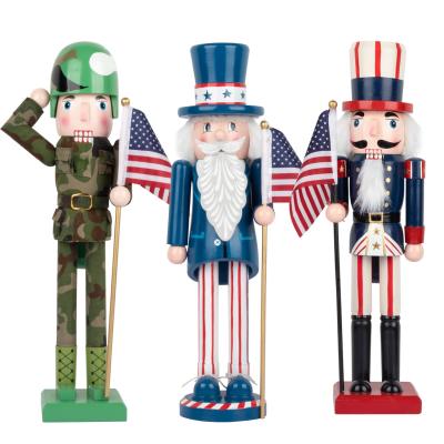 China Patriotic Decoration July 4th Day Decoration Uncle Sam Army Soldier Nutcraker Patriotic Decor 15inch Independence Day Party Decor for sale