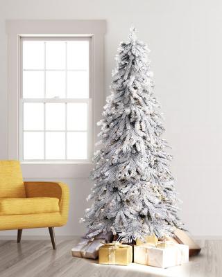 China Wholesale Custom Christamas Home Decoration Snow Christmas Tree PVC 9ft Falling White Artificial Christmas Tree Led for sale