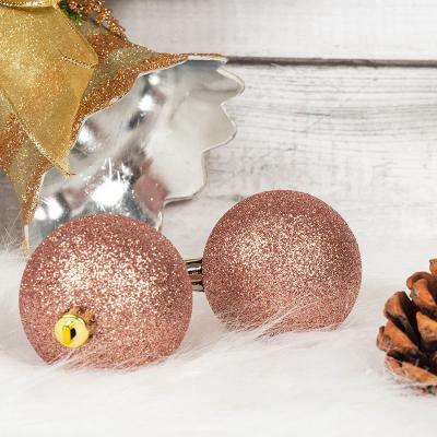 China Popular Christmas Ornaments 80mm Glitter Gold 100mm Matte Pink Christamas Home Decoration Christmas Plastic Ball for sale