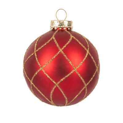 China Christamas Decoration Christmas Ornaments Festive Red Glass Baubles Hanging Transparent Hand Painted Christmas Ball for sale