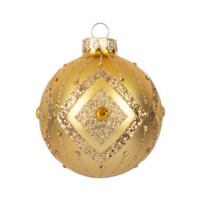 China Christamas Decoration Christmas Ornaments Festive Gold Glass Baubles Hanging Transparent Hand Painted Christmas Ball for sale