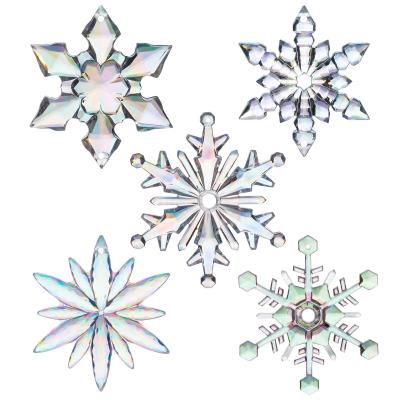 China Artificial Clear Transparent Iridescent Acrylic Christmas Tree Decoration Christmas Snowflake Ornaments Hbkcd500 for sale