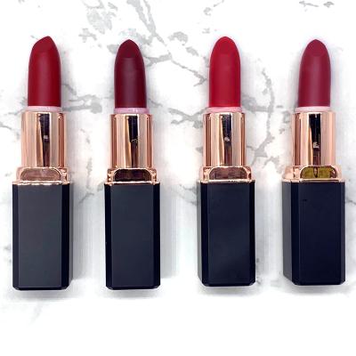 China Private Label Lipstick Logo Vegan Cruelty Free Custom Waterproof Organic Matte Dark Red Lipstick 16 Colors Red Lipstick for sale