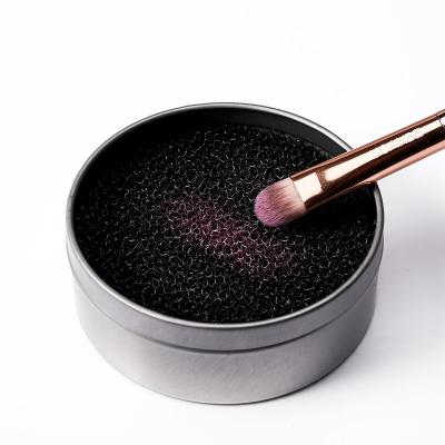 China Effective Brush Cleaner Waterproof Makeup Color Switch Wet And Dry Sponge With Metal Box for sale