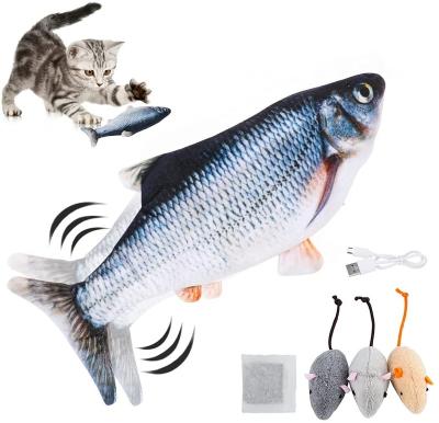 China Viable Electric Moving Interactive Fish Toy Cat Toy Cat Flapping Kicker Electric Simulation Usb Flippity Dancing Fish for sale