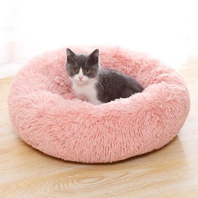 China Round Comfortable and Warm Cat Bed Cozy Cartoon Pet Cat Travel Bed for sale