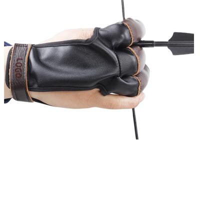 China Fashion New Arrival Archery Gloves Leather Bow Protective Shooting Gloves Three Finger Recurve Bow for sale