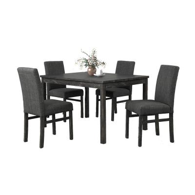 China Modern Manufacturer Hot Selling Dark Gray Cloth Dining Tables Chairs Set Modern Wood for sale