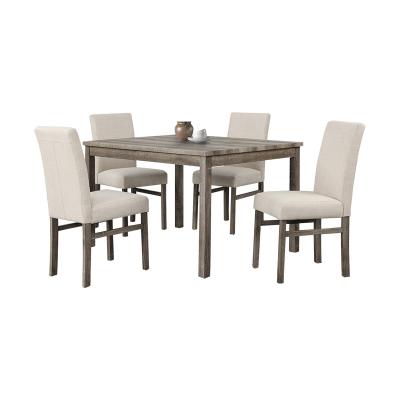 China Modern Wholeseller Manufactures Beige Wood Table And Antique Oak Fabric Dining Chairs for sale