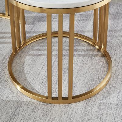 China Wholesale Eco-friendly Nordic Cheap Wholesale Side Table Gold Leg Gold Leg Modern Luxury Marble Round Coffee Table For Living Room for sale