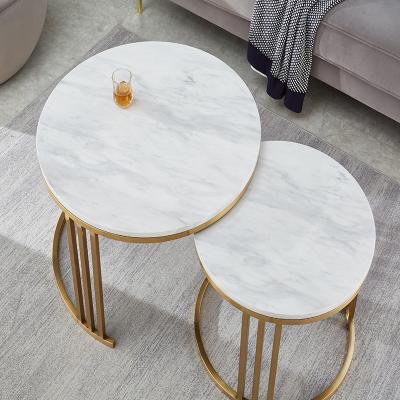 China Modern Luxury Marble Top Frame Stainless Steel Round Gold Furniture Coffee Table for sale