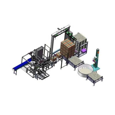 China machinery & CND-PWL Material CND-PWL Automatic Carton Box Palletizing And Inline Wrapping Line For Sale Palletizer for sale