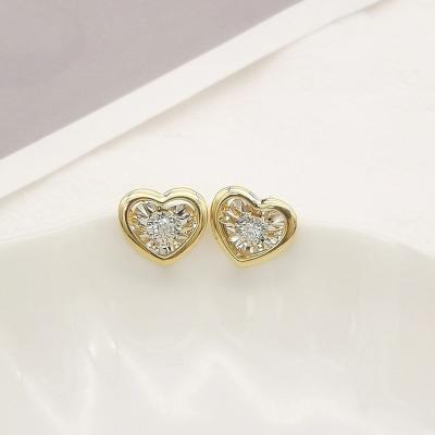 China Diamond Heart Earrings Studs 18k Real Gold Dancing Heart Earrings Natural Diamonds 18k Gold Diamond Earrings Trendy Mosaic for sale