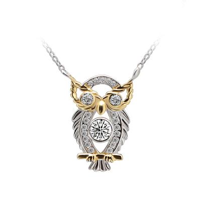 China Trendy Gold Plated Two Tone Cute Plated Spirit Owl Necklace, 925 Sterling Silver Pendant Necklaces Custom Link Chain Necklace Logo for sale