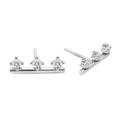 China Lead and Nickel Free Design 3 Stones Small Stud Earrings Women New Arrival Unique Earring Studs, 925 Sterling Silver Gold Plated, Rhodium Plated Stick for sale