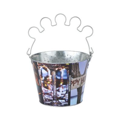 China Sustainable Classic Ice Bucket Galvanized Metal Drinks Tub Cold Wine Beer With Stand for sale