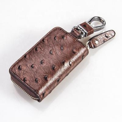 China Fashion High End Waterproof Ostrich Leather Key Bag Car Key Protection Car Key Bag for sale