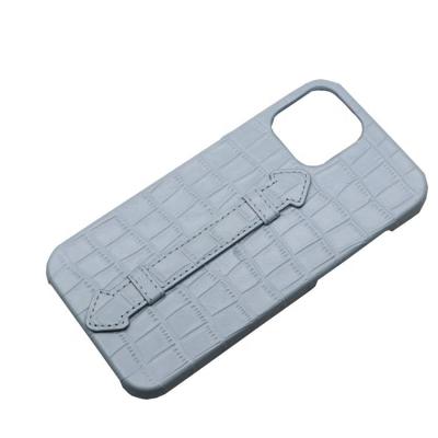 China Shockproof Shockproof Alligator Texture Real Cowhide Leather Back Cover Phone Case For iPhone 12 Crocodile Phone Case for sale