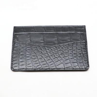 China Genuine Leather Men's Slim Wallet Men's Mini Thin Wallet ID Card Holder Credit Card Bag Holder Crocodile Crocodile Card Business Essential for sale