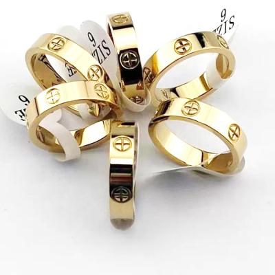 China Fashionable CLASSIC Stainless Steel Rose Gold Color Wedding Screw Love Ring Ring For Women Men for sale