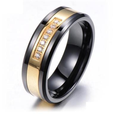 China CLASSIC Jewelry 8mm Diamond Stone Bevel Edge Comfort Shiny High Quality Odian Luxury Fit Men Tungsten Silver Ring for sale