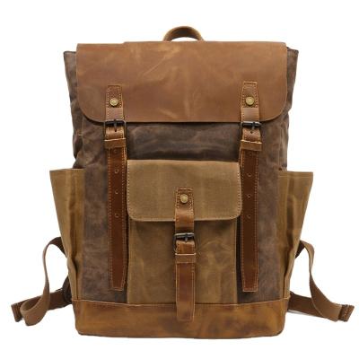 China Durable Large Capacity Women Canvas Backpack Bag With Zipper Wax Canvas Bag Woman Canvas for sale