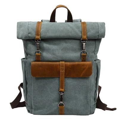 China With USB Backpack Manufacturers OEM Vintage Canvas Leather Backpack Travel Outdoor Camping Hiking Backpack for sale