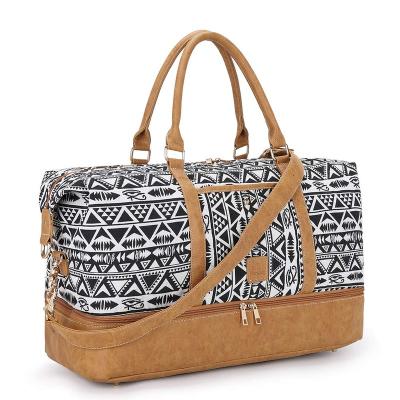 China Vintage PLAMBAG Canvas Fleece Weekender Bag With Shoe Compartment 42L Travel Tote Bag Overnight Handbag for sale