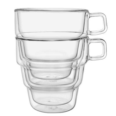 China Viable Espresso Stackable Hot Glass Coffee Bulk Glassware Tumblers Coffee Mug Glass Cup for sale